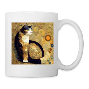 Decorative cat in the style of Gustav Klimt. - Mug - white - Right