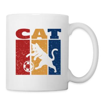 Cat Playing Football Retro Design - Mug - white - Right