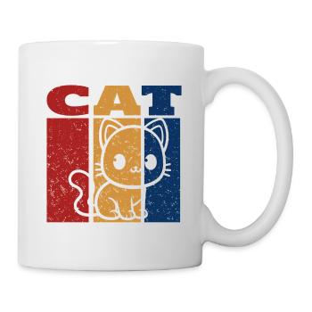 Cute Cartoon Cat Retro Design - Mug - white - Right