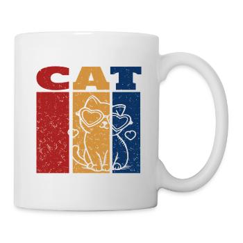 Chat de la Saint-Valentin avec des lunettes de soleil en forme de cœur - Mug blanc - blanc - Droite