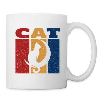 Cat On Crescent Moon Retro Design - Mug - white - Right