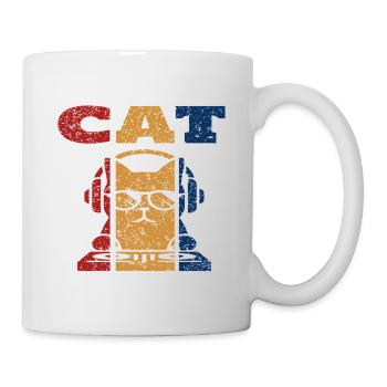 DJ Cat Retro Design - Mug - white - Right