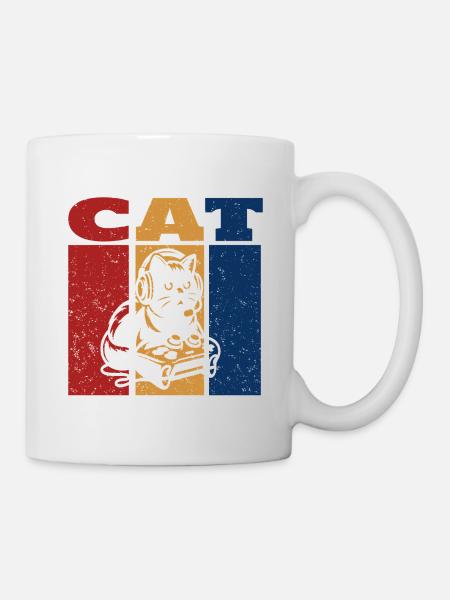 Le design rétro du chat gamer - Mug blanc - blanc
