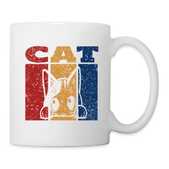 Peeking Cat Retro Design - Mug - white - Right