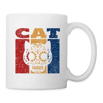 Crâne de sucre chat design rétro - Mug blanc - blanc - Droite