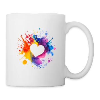 Buntes Herz Valentinstag Geschenk - Tasse - Weiß - Rechts