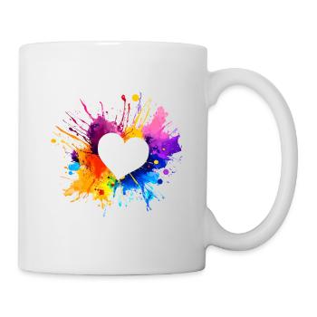 Buntes Herz Valentinstag Geschenk - Tasse - Weiß - Rechts