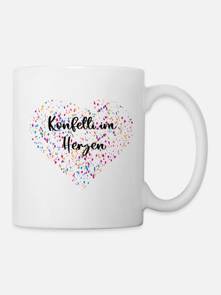 Confettis en plein cœur parfait pour carnaval & carnaval - Mug blanc - blanc