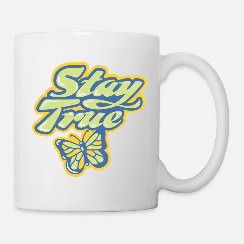 Stay True – Pastell Schriftzug - Tasse - Weiß