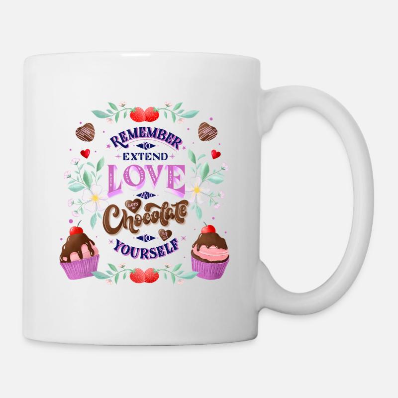 L’amour de soi, le chocolat, les fraises et les fleurs - Mug blanc - blanc