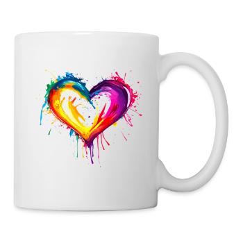 Regenbogen Herz - Tasse - Weiß - Rechts