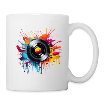 Vinyl Platte Retro Vintage 80er 90er Geschenk - Tasse - Weiß - Rechts