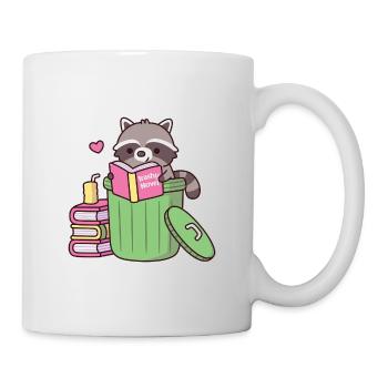 Süßer Waschbär liebt es, trashigen Roman lustig zu lesen - Tasse - Weiß - Rechts