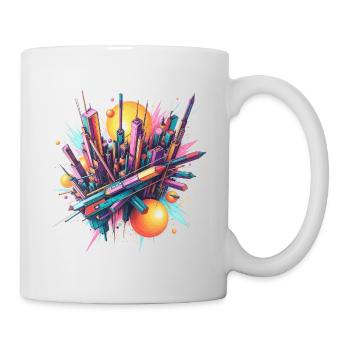 Abstrakte Stadt - Tasse - Weiß - Rechts