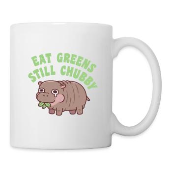 Sad Hippo Eat Greens Still Chubby Funny Diet - Mug - white - Right