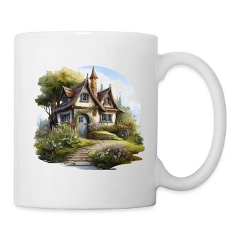 Countryside with a romantic cottage - Mug - white - Right