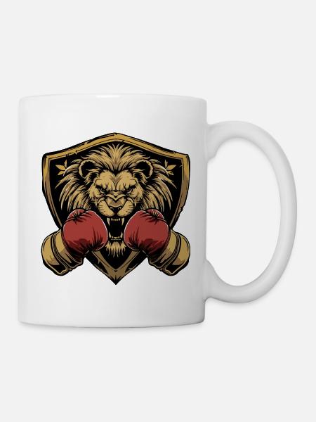 Löwe Boxer MMA Logo - Tasse - Weiß