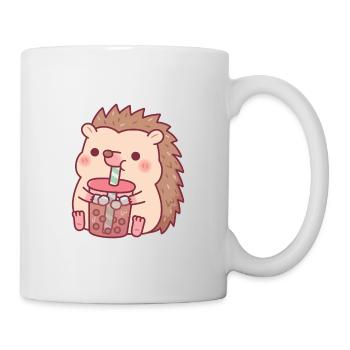 Hérisson mignon buvant du thé Boba - Mug blanc - blanc - Droite