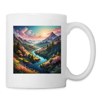 Tal mit Fluß - Tasse - Weiß - Rechts