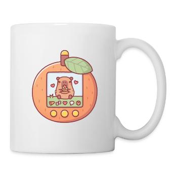 Niedliches Capybara isst Pizza Virtuelles Haustier Spielzeug Orange - Tasse - Weiß - Rechts