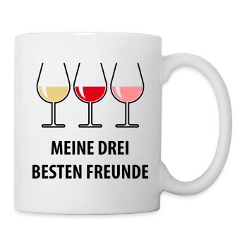 Meine Drei Besten Freunde (Wein Bauchig Offen) - Tasse - Weiß - Rechts