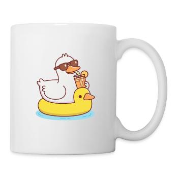 Canard drôle avec des lunettes de soleil sur le flotteur de la piscine Ducky - Mug blanc - blanc - Droite