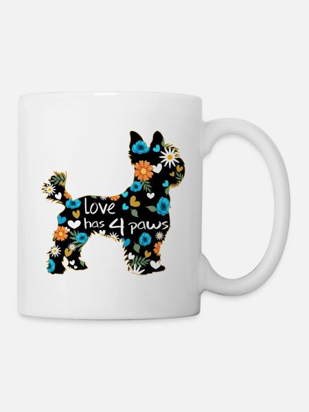Yorkshire Terrier Hund Liebe hat 4 Pfoten - Tasse - Weiß