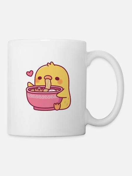 Süßes Küken liebt es, Ramen-Nudeln zu schlürfen - Tasse - Weiß
