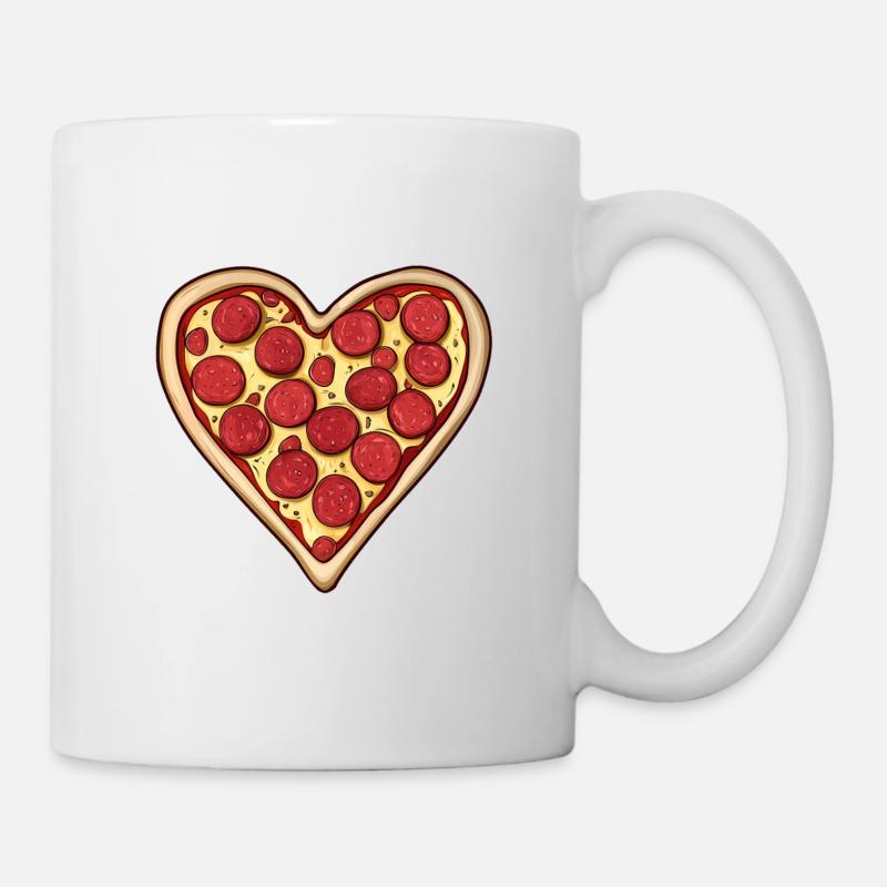 Pizza Herz Valentinstag Geschenk - Tasse - Weiß