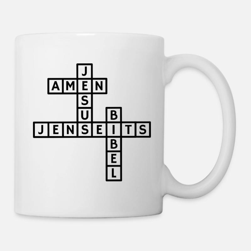 Design "Kreuzworträtsel Jesus" - Tasse - Weiß