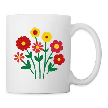Colorful Flowers - Cheerful Blossom Design - Mug - white - Right