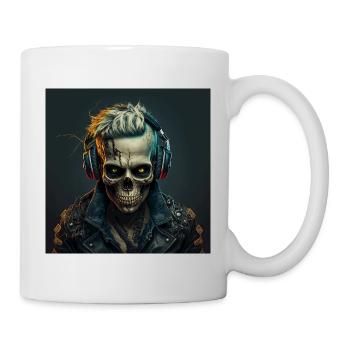 Cyborg Zombie Skull Disc Jockey - Mug blanc - blanc - Droite