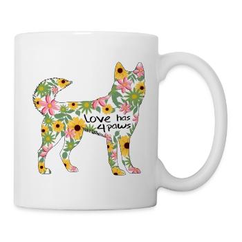 Husky amoureux des plantes - Mug blanc - blanc - Droite