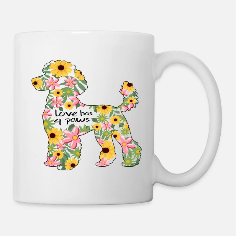 Pudel Blumen Hundedesign love has paws - Tasse - Weiß
