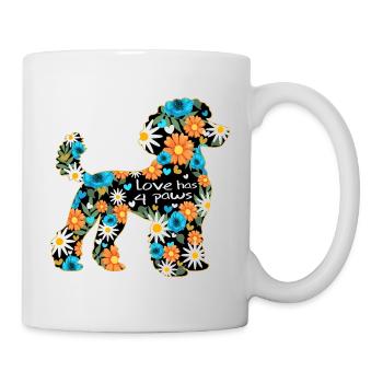 Poodle Hund und Blumen - Tasse - Weiß - Rechts