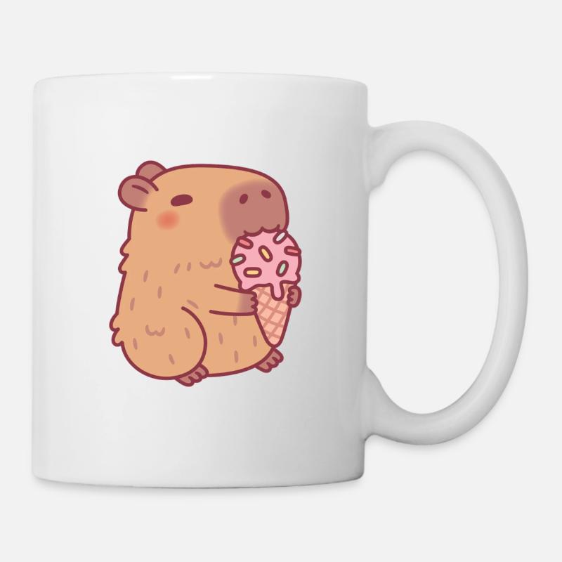 Süßes Capybara isst Gelato - Tasse - Weiß