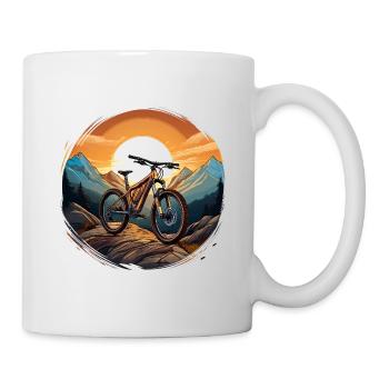 Mountain biking at sunset - Mug - white - Right