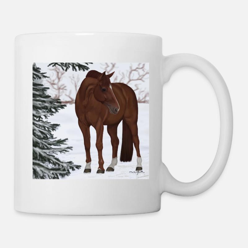 Horse in winter forest - Mug - white