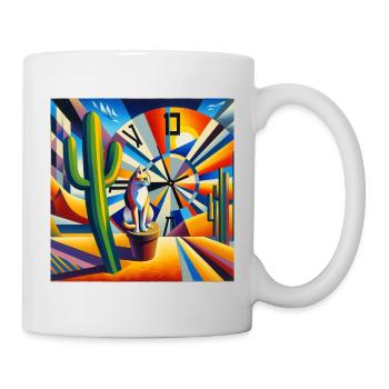 Katze in der Wüste - Tasse - Weiß - Rechts