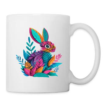Ostern Osterhase Feldhase aus Pflanzen - Tasse - Weiß - Rechts