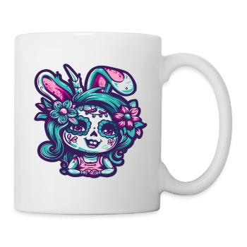 Osterhase emo hase mädchen - Tasse - Weiß - Rechts
