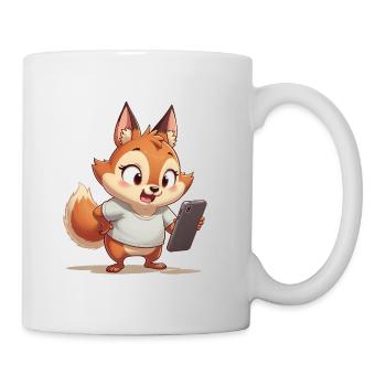 Fox with mobile phone - Mug - white - Right