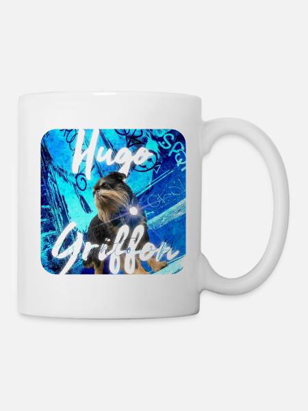 HuggieGriffon Blue Square - Mug - white
