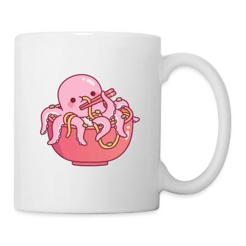 Cute Octopus Eating Ramen Noodles In Bowl - Mug - white - Right