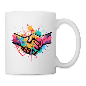Graffiti de poignée de main - Mug blanc - blanc - Droite