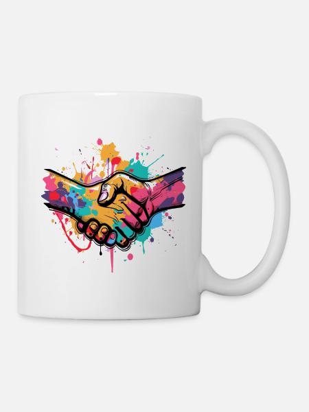 Handschlag graffiti - Tasse - Weiß