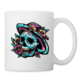 crâne néon - Mug blanc - blanc - Droite