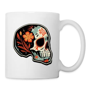 Skull Mexican Flowers Muertos Halloween - Mug - white - Right
