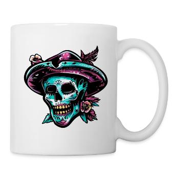 Skull mexican flowers dead - Mug - white - Right