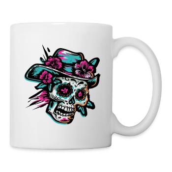 Crâne Neon Muertos - Mug blanc - blanc - Droite